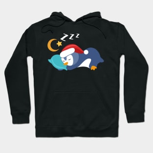 Adorable Christmas Baby Penguin Slepping Stars and the Moon Hoodie